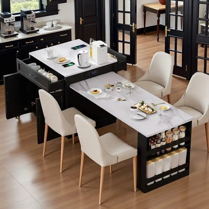 Isola cucina Betsy con tavolo da pranzo allungabile per 4-6 persone