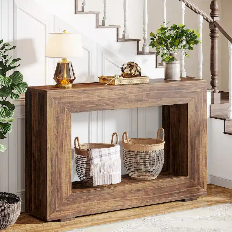 Tavolo Consolle Stretto da 47 Pollici con Contenitore per Ingresso Soggiorno - 47,24 L x 29,1 H x 11,81 P