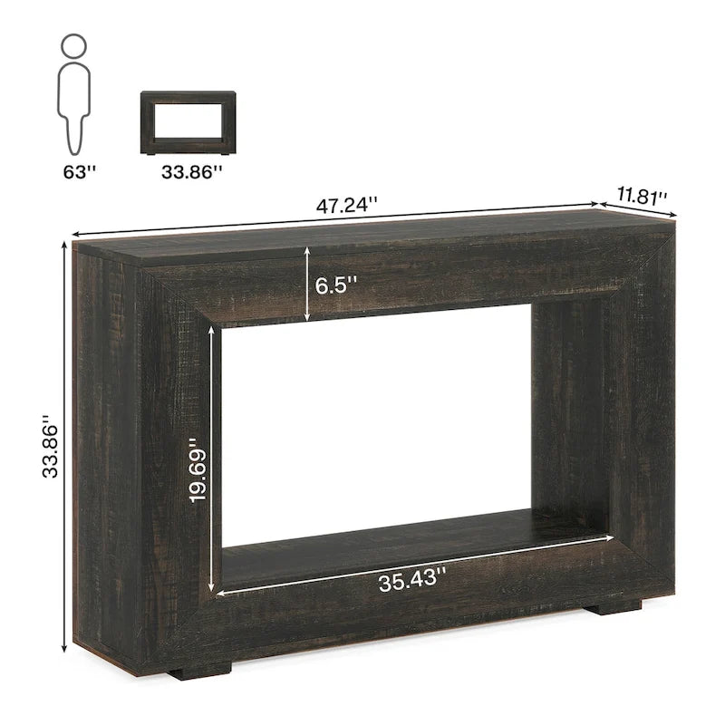 Tavolo Consolle Stretto da 47 Pollici con Contenitore per Ingresso Soggiorno - 47,24 L x 29,1 H x 11,81 P
