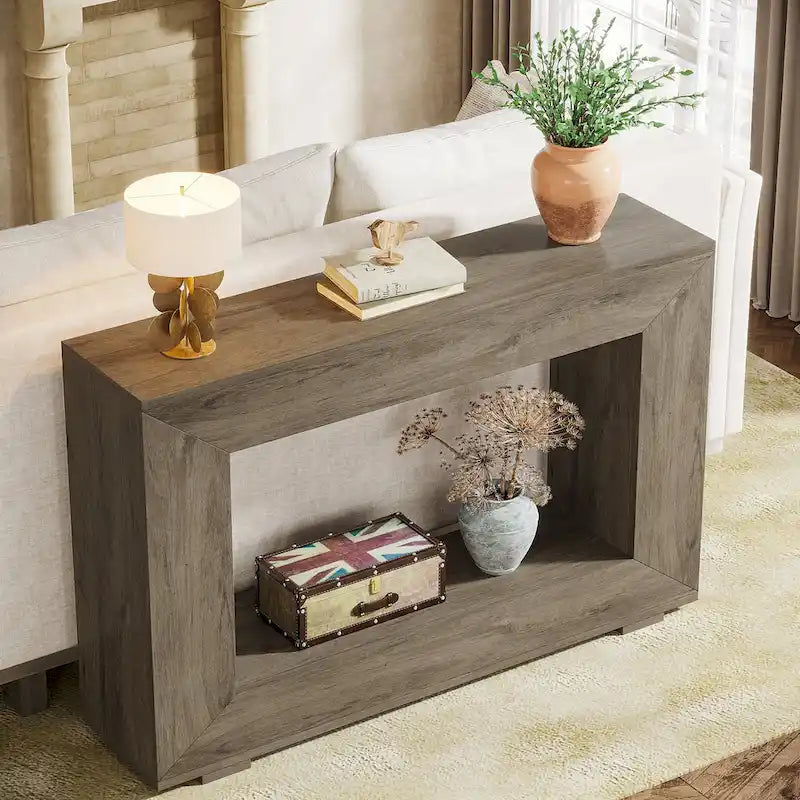 Tavolo Consolle Stretto da 47 Pollici con Contenitore per Ingresso Soggiorno - 47,24 L x 29,1 H x 11,81 P