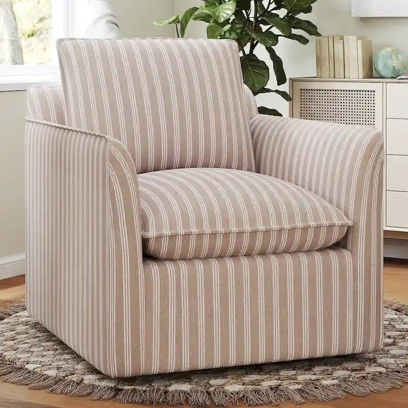 Poltrona girevole da lettura a botte con schienale e cuscino spessi