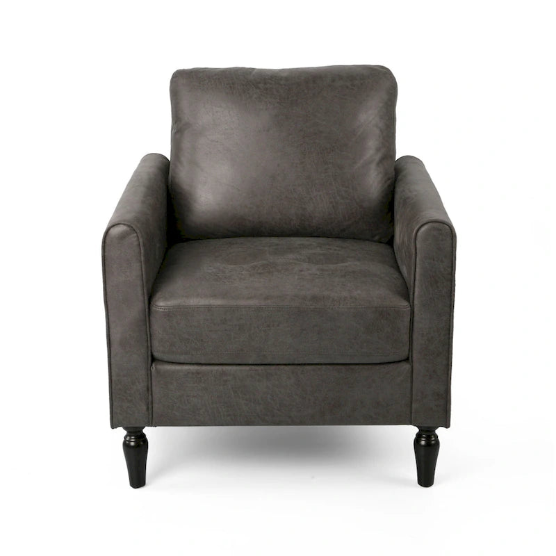 Poltrona club moderna in microfibra da 31" con gambe in legno massello