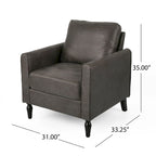 Poltrona club moderna in microfibra da 31" con gambe in legno massello