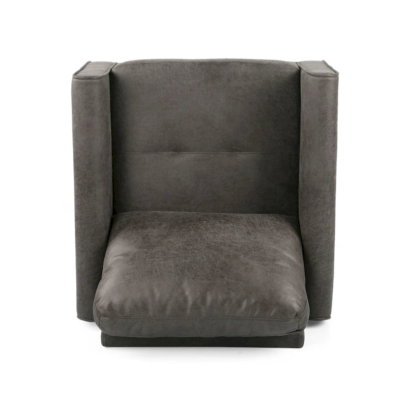 Poltrona club moderna in microfibra da 31" con gambe in legno massello