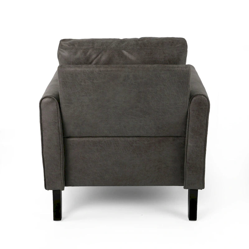 Poltrona club moderna in microfibra da 31" con gambe in legno massello