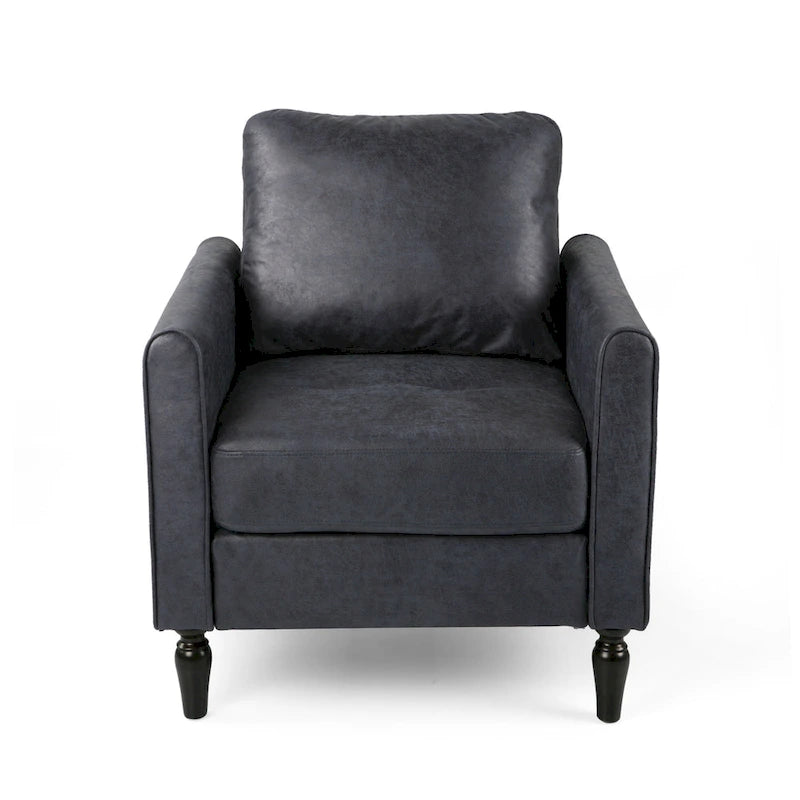 Poltrona club moderna in microfibra da 31" con gambe in legno massello