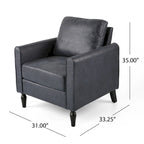 Poltrona club moderna in microfibra da 31" con gambe in legno massello