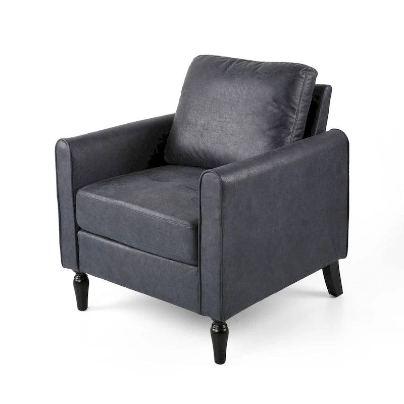 Poltrona club moderna in microfibra da 31" con gambe in legno massello