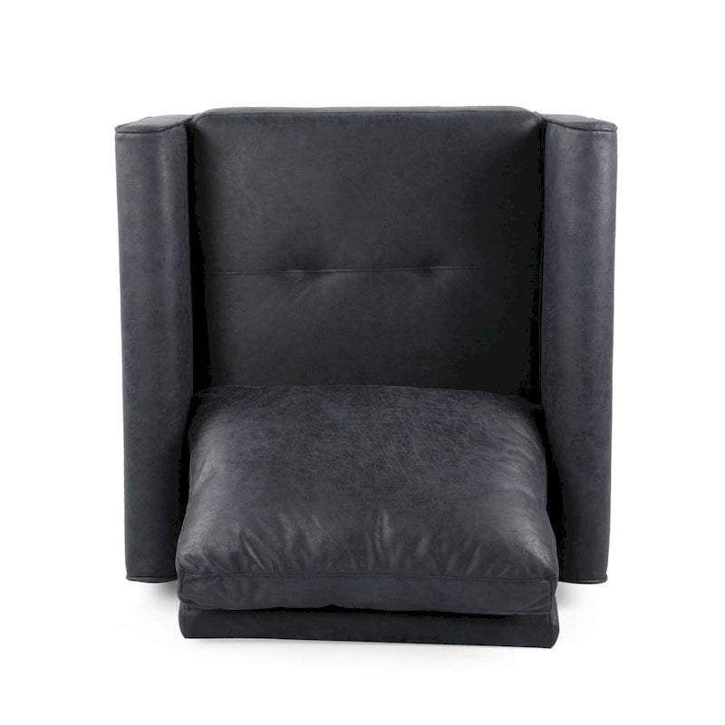 Poltrona club moderna in microfibra da 31" con gambe in legno massello