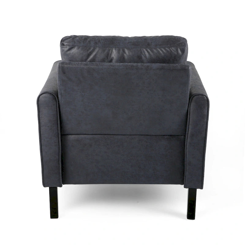 Poltrona club moderna in microfibra da 31" con gambe in legno massello