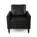 Poltrona club moderna in microfibra da 31" con gambe in legno massello