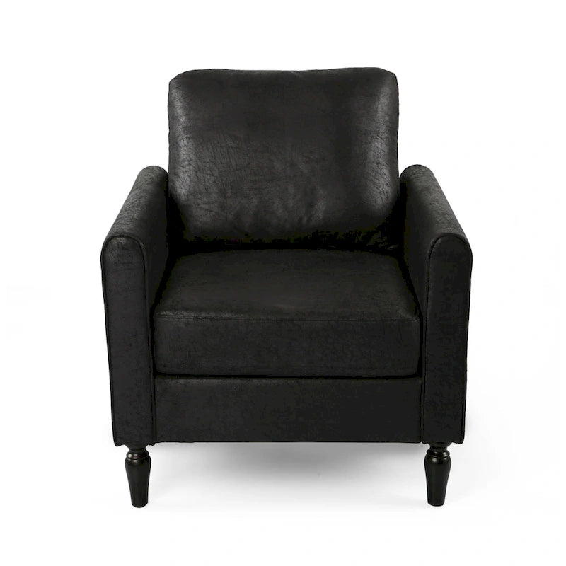 Poltrona club moderna in microfibra da 31" con gambe in legno massello
