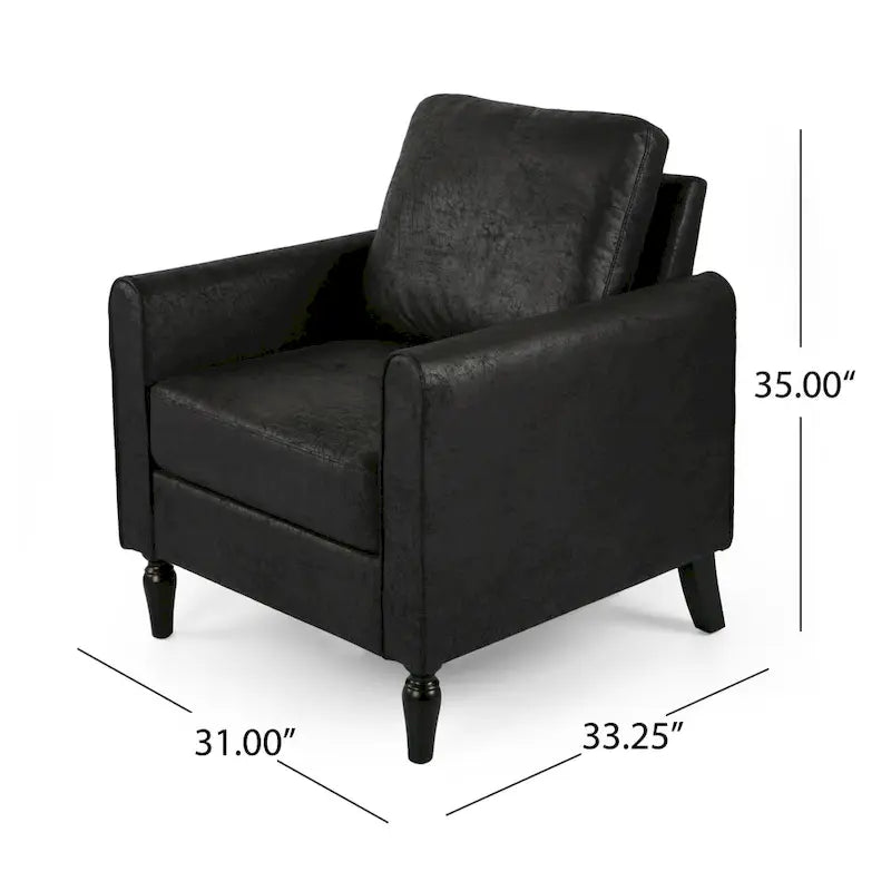 Poltrona club moderna in microfibra da 31" con gambe in legno massello
