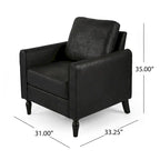 Poltrona club moderna in microfibra da 31" con gambe in legno massello
