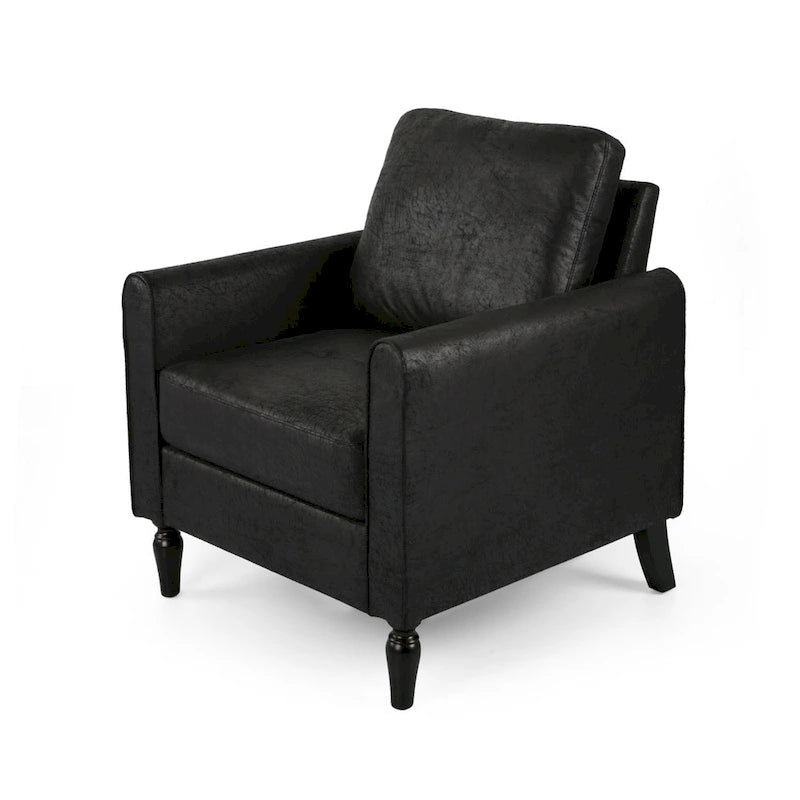 Poltrona club moderna in microfibra da 31" con gambe in legno massello