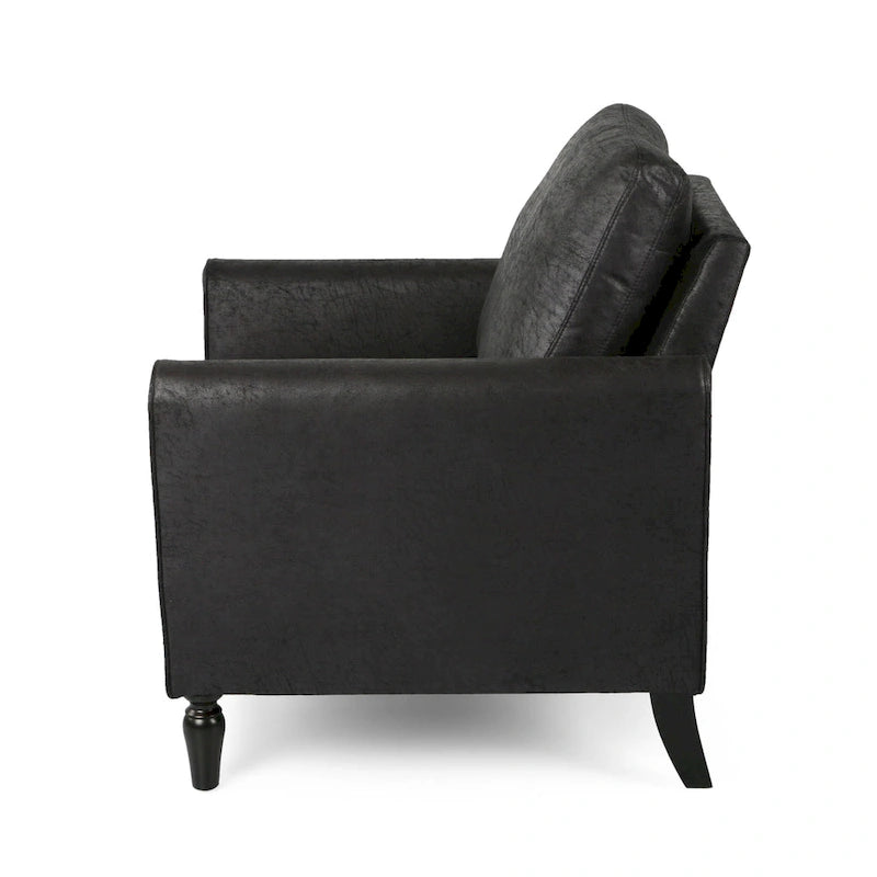 Poltrona club moderna in microfibra da 31" con gambe in legno massello