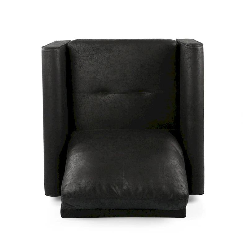 Poltrona club moderna in microfibra da 31" con gambe in legno massello