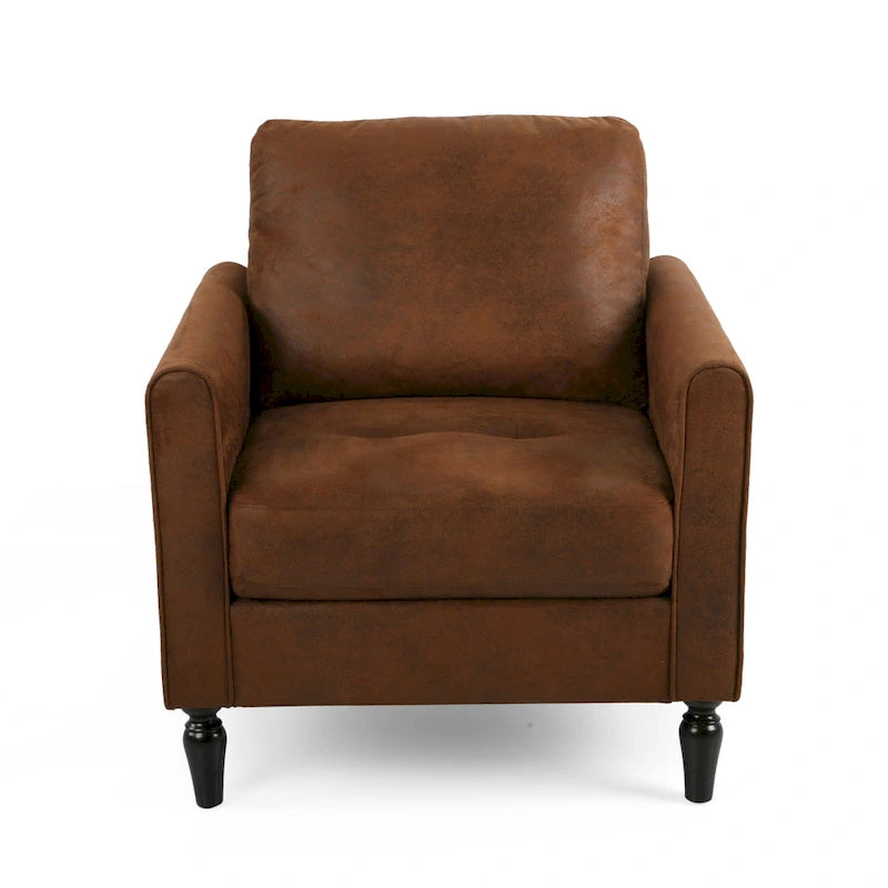 Poltrona club moderna in microfibra da 31" con gambe in legno massello