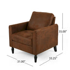 Poltrona club moderna in microfibra da 31" con gambe in legno massello