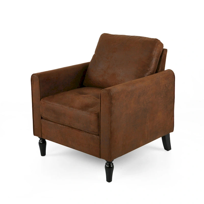 Poltrona club moderna in microfibra da 31" con gambe in legno massello