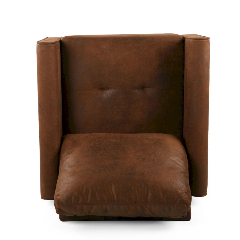 Poltrona club moderna in microfibra da 31" con gambe in legno massello