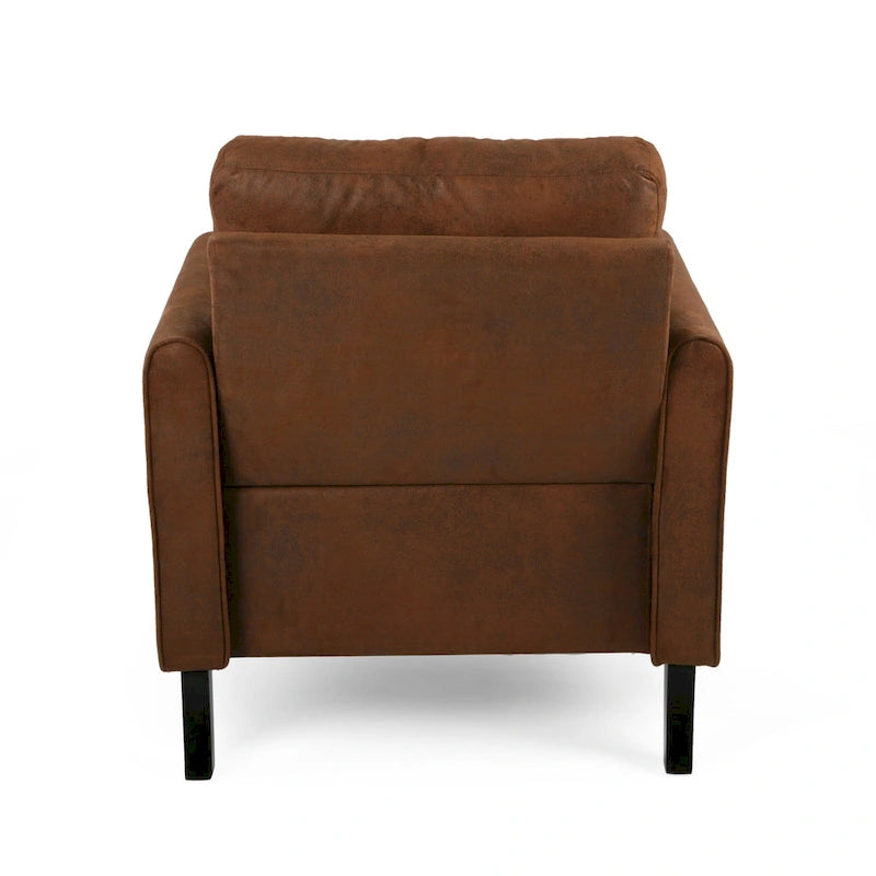 Poltrona club moderna in microfibra da 31" con gambe in legno massello