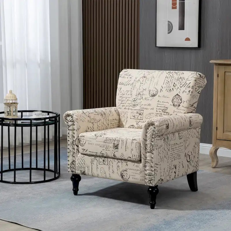 Poltrona di design di metà secolo, poltrona in lino con schienale trapuntato/gambe in legno