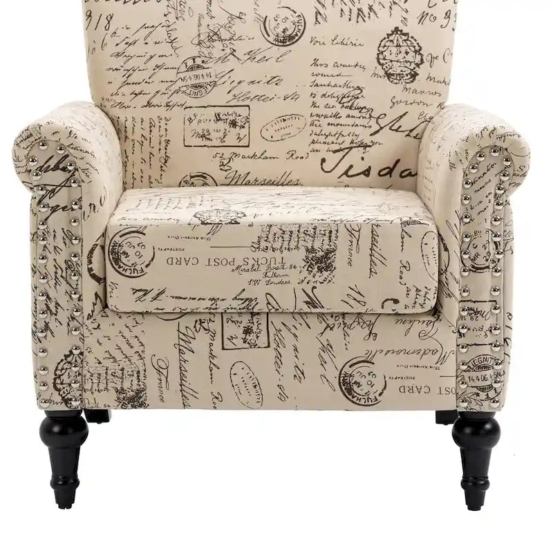 Poltrona di design di metà secolo, poltrona in lino con schienale trapuntato/gambe in legno