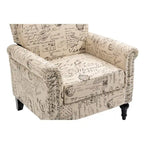 Poltrona di design di metà secolo, poltrona in lino con schienale trapuntato/gambe in legno