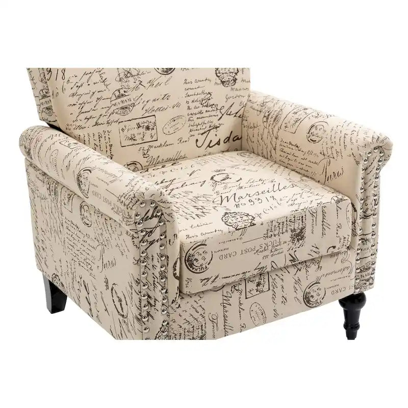 Poltrona di design di metà secolo, poltrona in lino con schienale trapuntato/gambe in legno