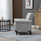 Poltrona di design di metà secolo, poltrona in lino con schienale trapuntato/gambe in legno