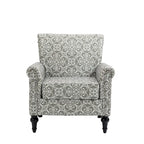 Poltrona di design di metà secolo, poltrona in lino con schienale trapuntato/gambe in legno