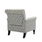 Poltrona di design di metà secolo, poltrona in lino con schienale trapuntato/gambe in legno