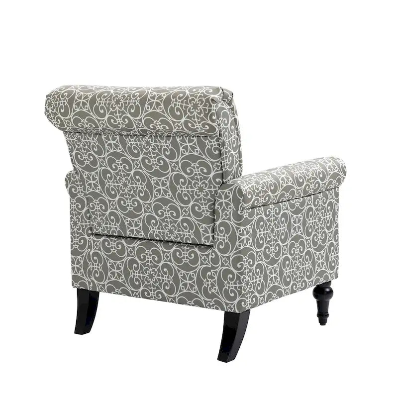 Poltrona di design di metà secolo, poltrona in lino con schienale trapuntato/gambe in legno