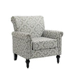 Poltrona di design di metà secolo, poltrona in lino con schienale trapuntato/gambe in legno