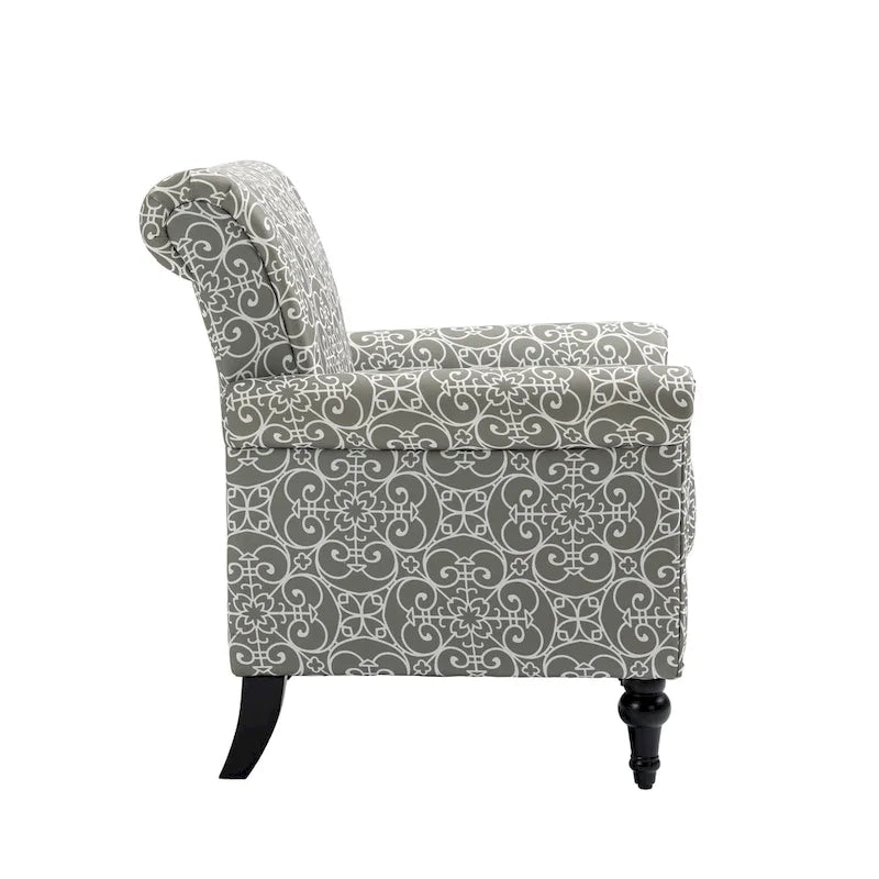 Poltrona di design di metà secolo, poltrona in lino con schienale trapuntato/gambe in legno