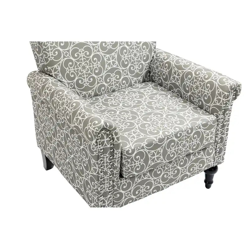 Poltrona di design di metà secolo, poltrona in lino con schienale trapuntato/gambe in legno
