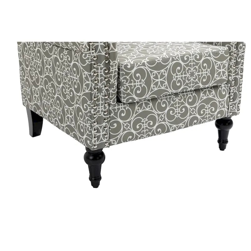 Poltrona di design di metà secolo, poltrona in lino con schienale trapuntato/gambe in legno