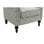 Poltrona di design di metà secolo, poltrona in lino con schienale trapuntato/gambe in legno