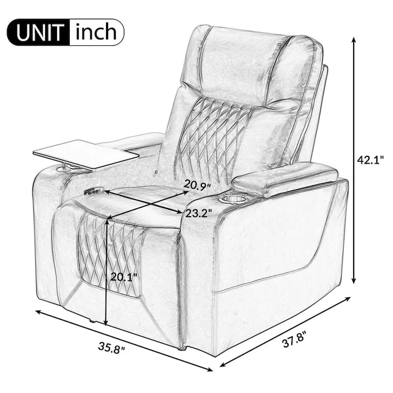 Poltrona reclinabile elettrica in similpelle con porta di ricarica USB