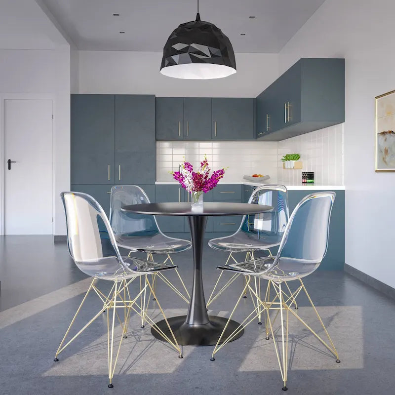 Sedia Cresco Modern Plastic da pranzo con gambe in metallo