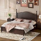 Letto a piattaforma in legno retrò con testiera