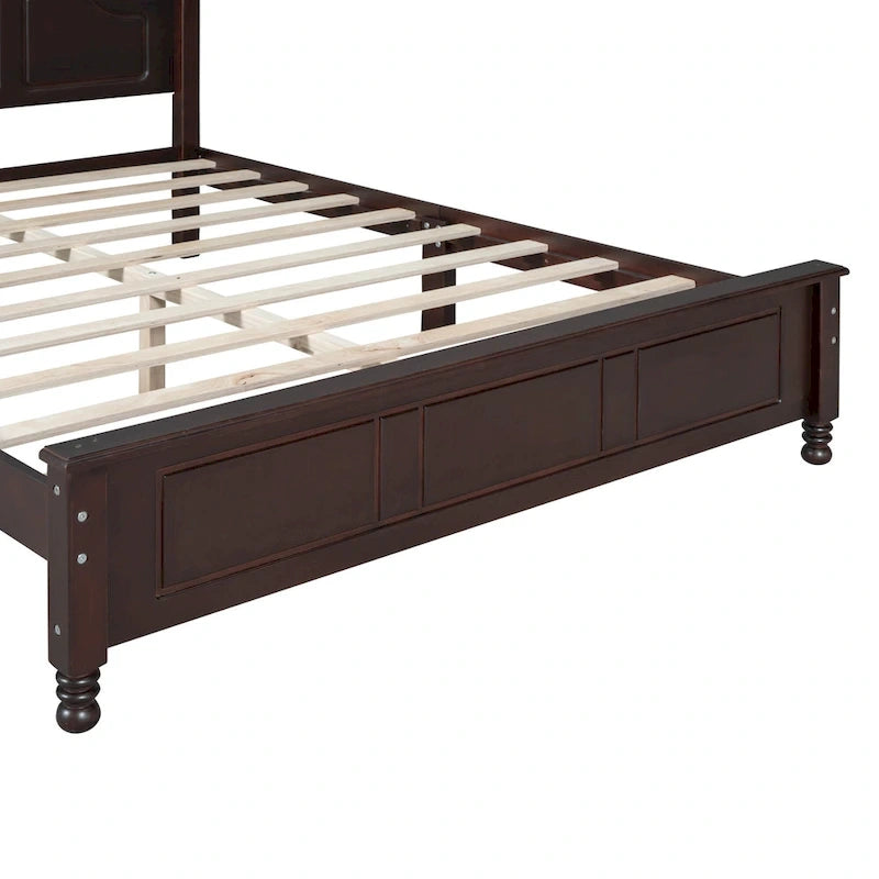 Letto a piattaforma in legno retrò con testiera
