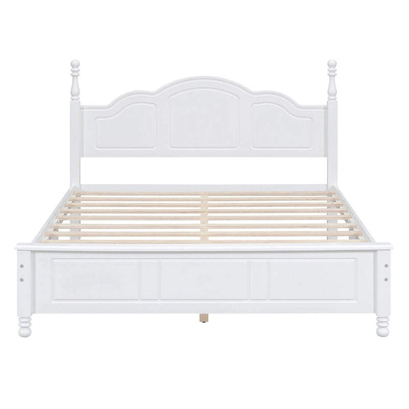 Letto a piattaforma in legno retrò con testiera
