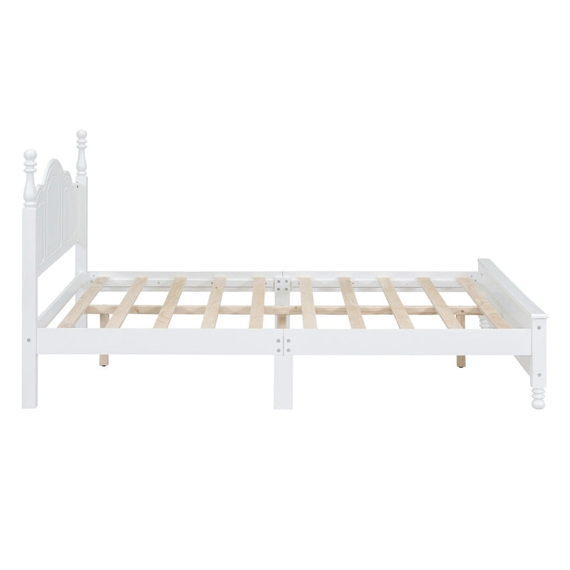 Letto a piattaforma in legno retrò con testiera