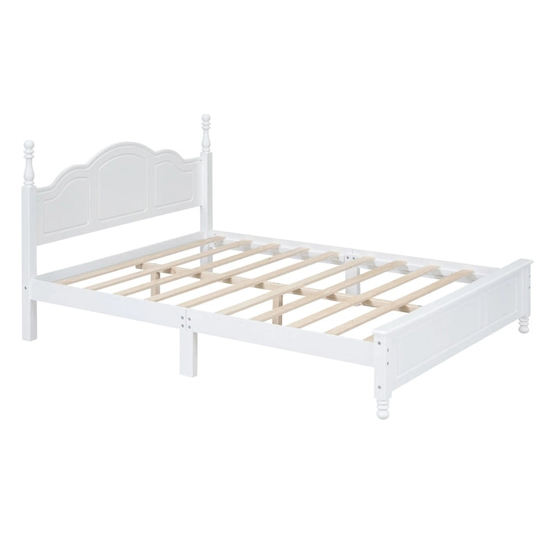 Letto a piattaforma in legno retrò con testiera