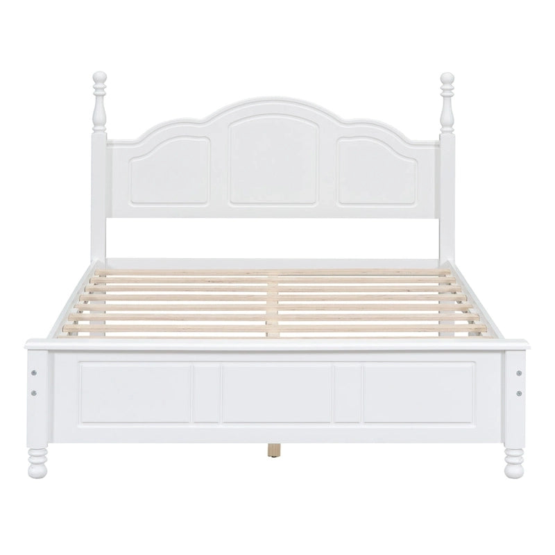 Letto a piattaforma in legno retrò con testiera