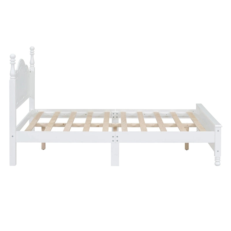 Letto a piattaforma in legno retrò con testiera