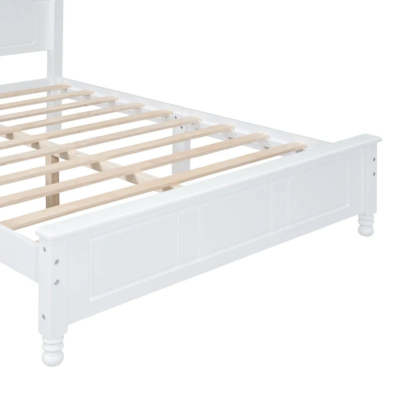 Letto a piattaforma in legno retrò con testiera