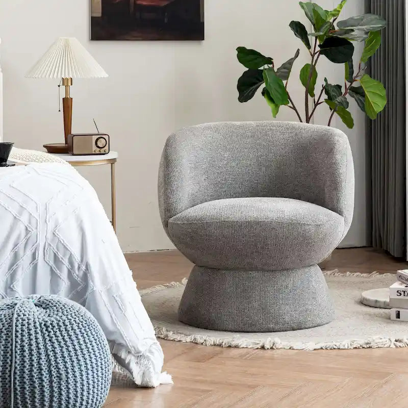 Set di 1 poltrona girevole moderna in stile Bouclé con rivestimento in tessuto
